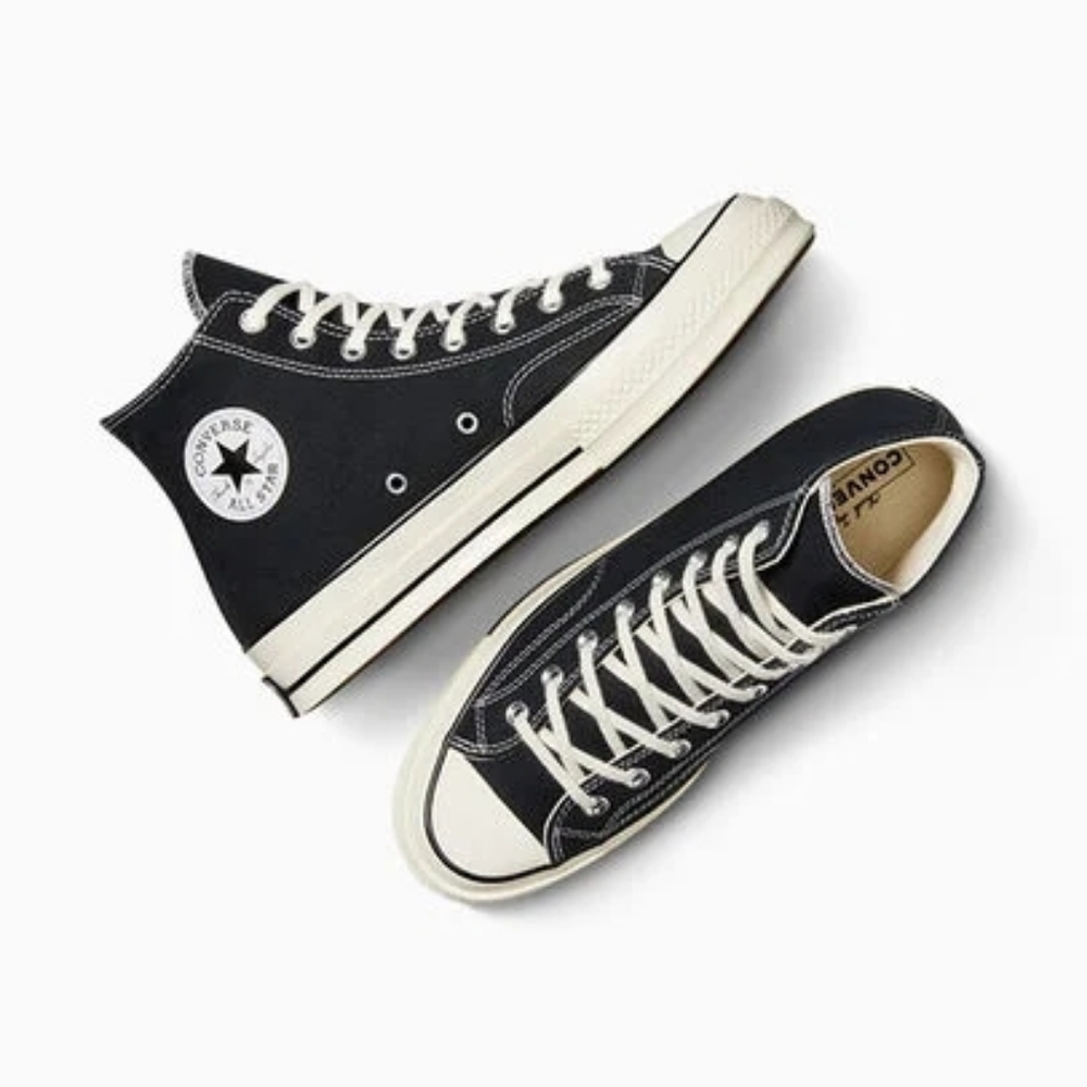 EUC Converse All Stars- Chuck 70 Canvas Hightops- Women's Size 5, Black/Egret - Picture 2 of 7